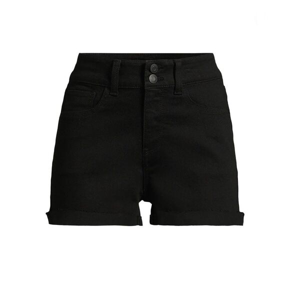 Women’s Black Denim Midrise Double Button Shorts Size 19 - Picture 3 of 7